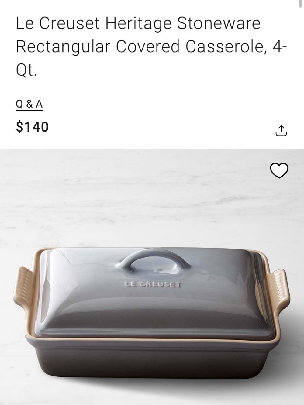Le Creuset Heritage Rectangular Covered Casserole - French Gray - Picture 2 of 5
